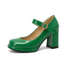 PU Patent Leather Green Navy