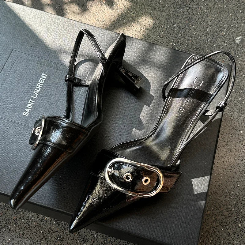 Fashion Metal Buckle Pumps