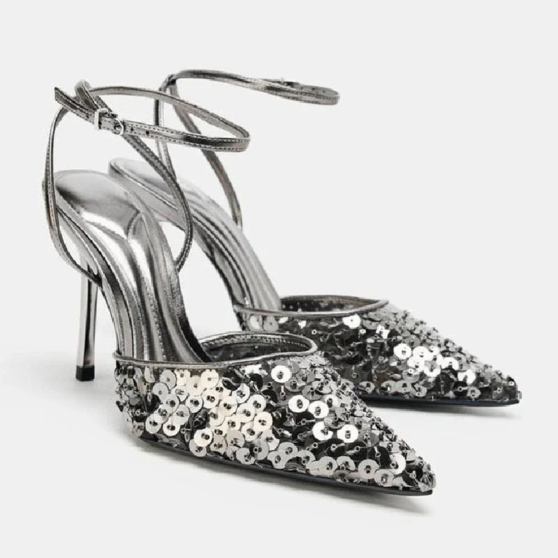 Sequin Design Heeled Sandals