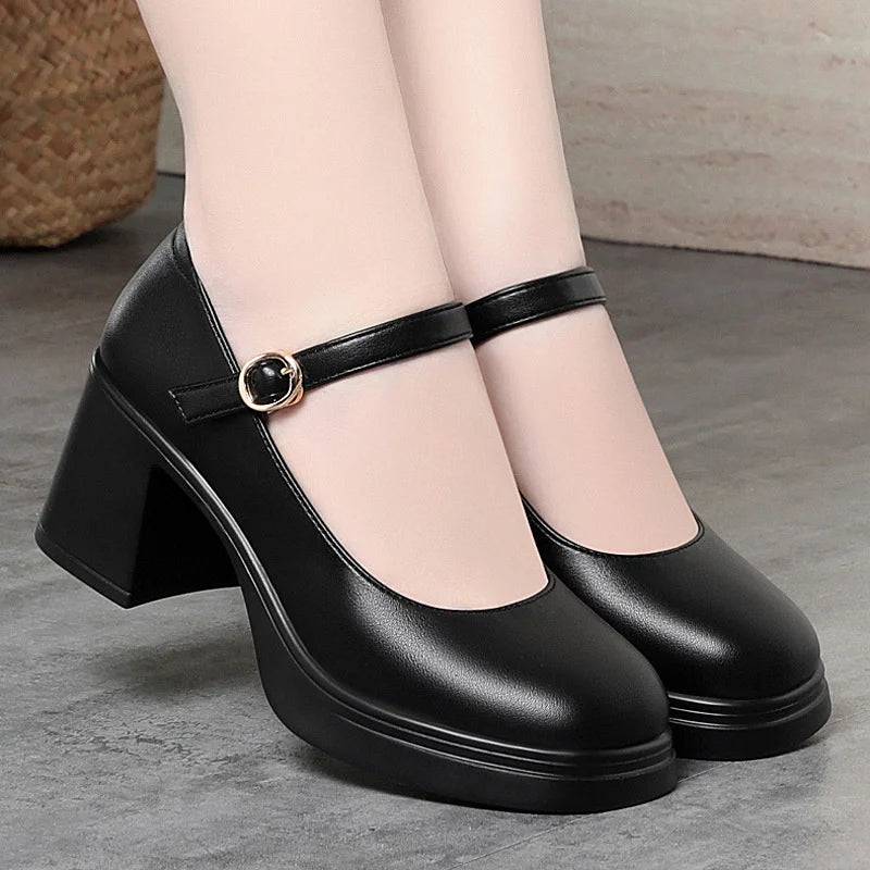 Square Toe Thick Heel  Shoes