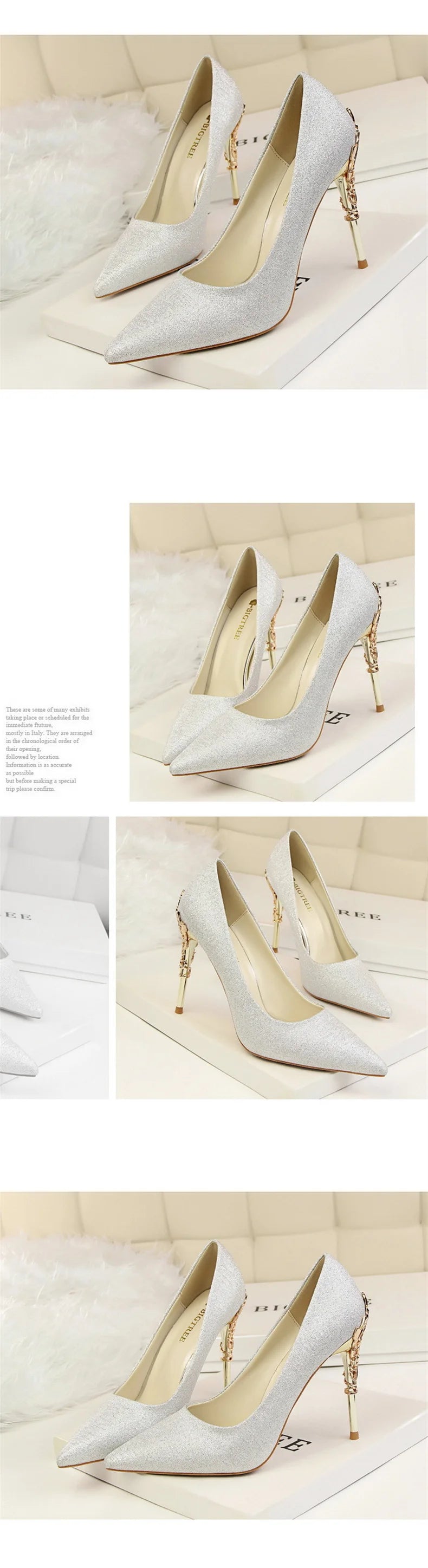 Woman Metal Heels Satin Silk