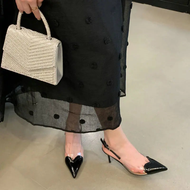 Pointy Peach Heart  Heel Shoes