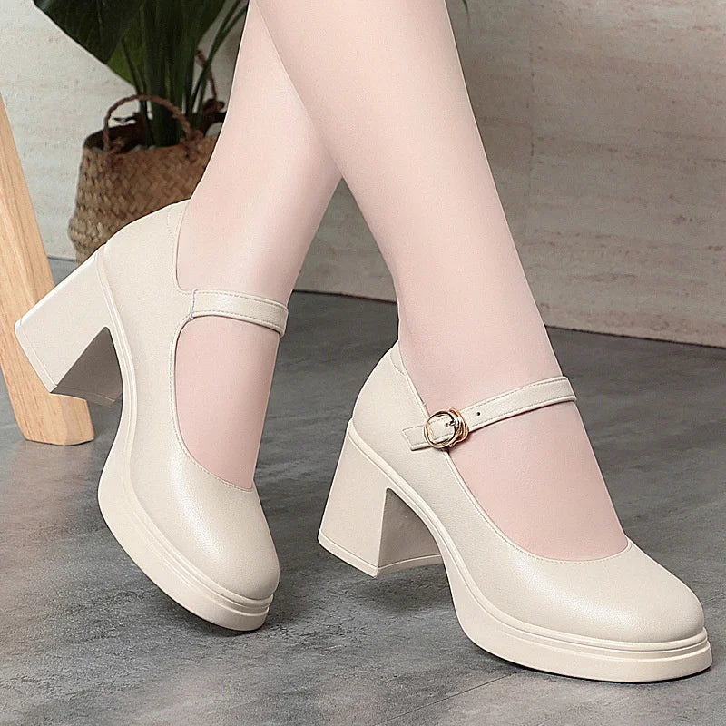 Square Toe Thick Heel  Shoes