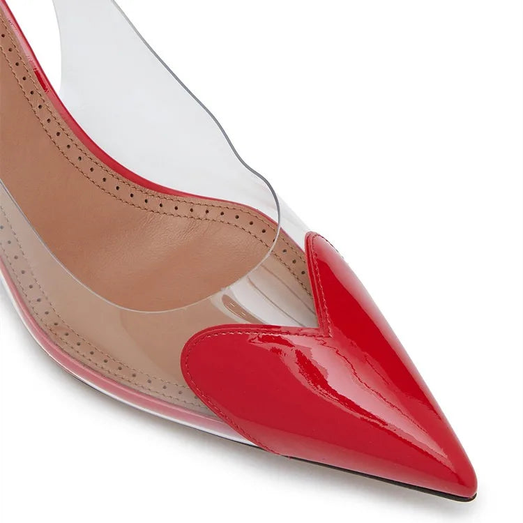 Pointy Peach Heart  Heel Shoes