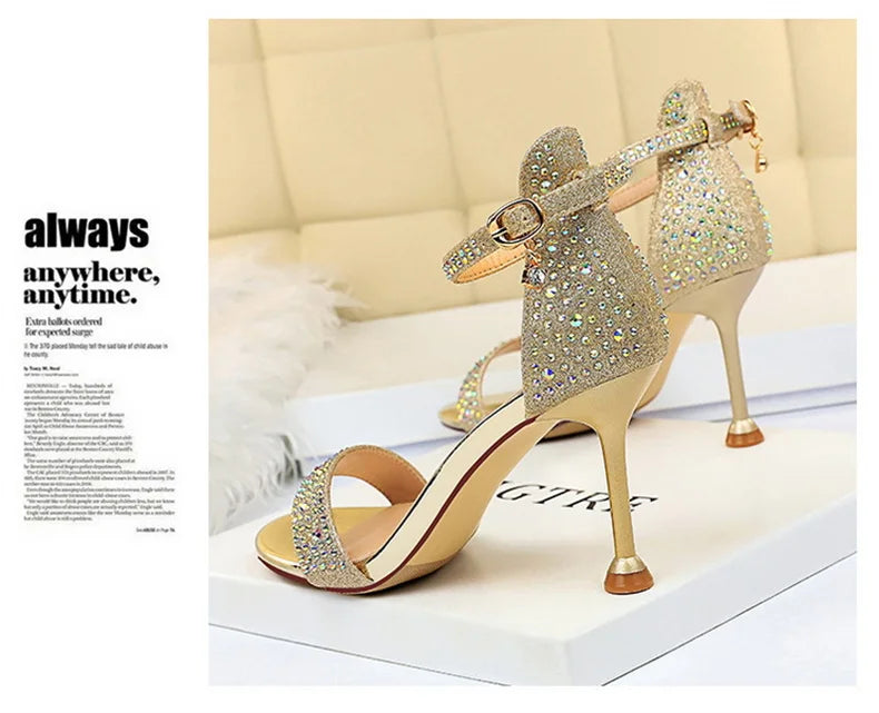 Sandals High Heels Rhinestone