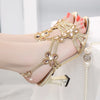 Rhinestone Sandals Leather Glitter
