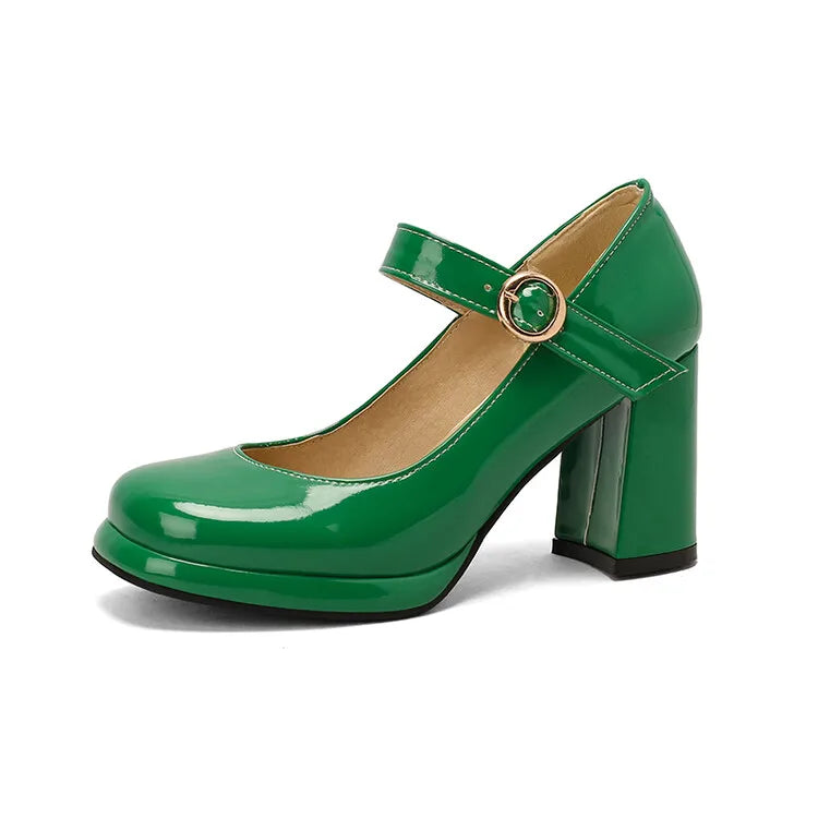 PU Patent Leather Green Navy