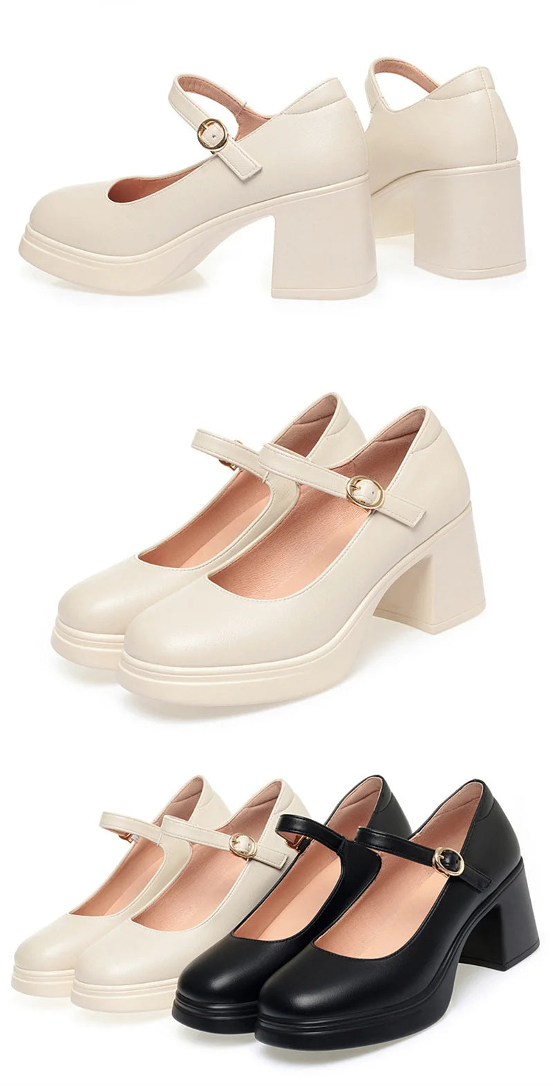 Square Toe Thick Heel  Shoes