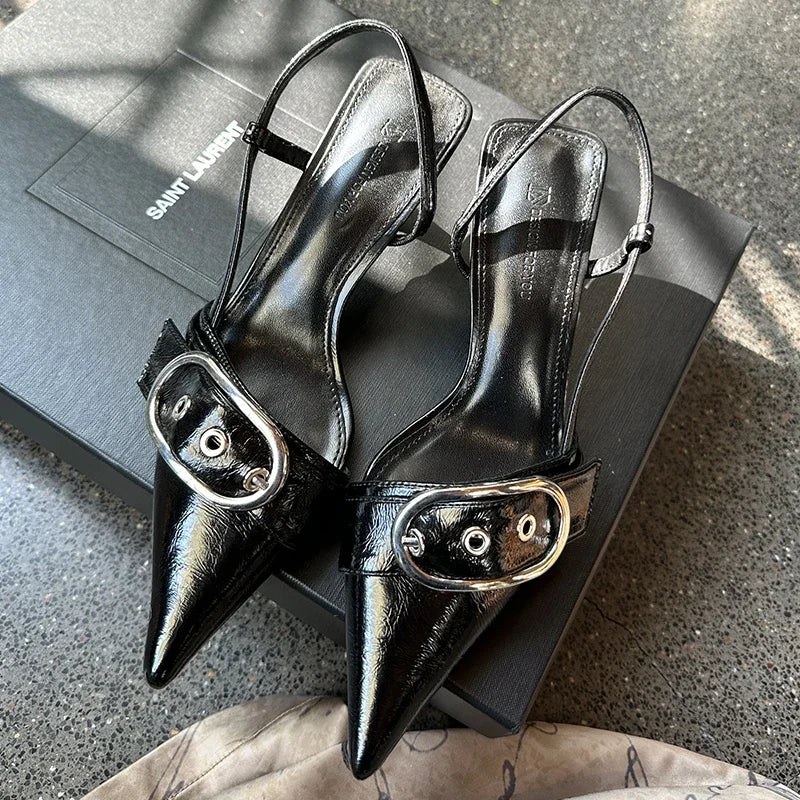 Fashion Metal Buckle Pumps
