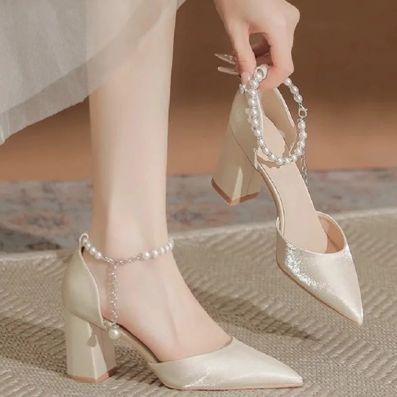 Elegant Pearl-Embellished Satin