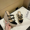 One-Shoulder Riveted High-Heeled