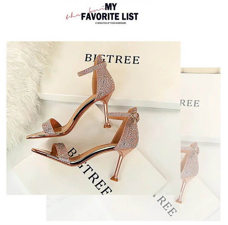 Sandals High Heels Rhinestone