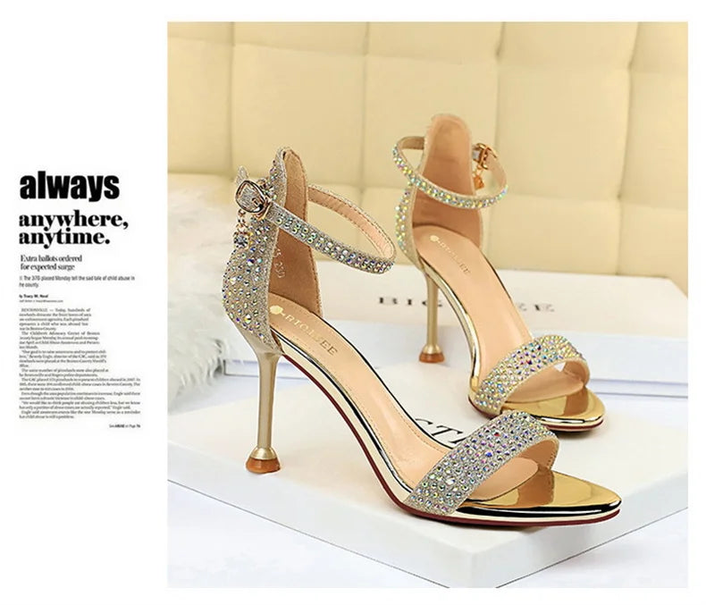 Sandals High Heels Rhinestone