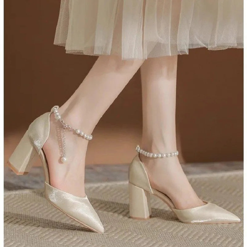 Elegant Pearl-Embellished Satin