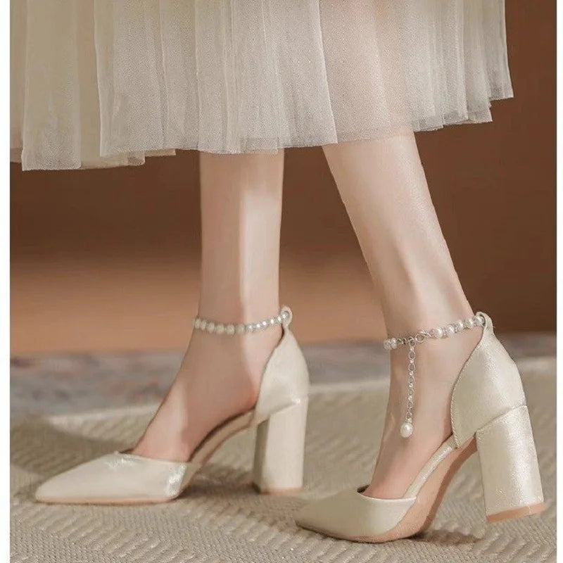 Elegant Pearl-Embellished Satin
