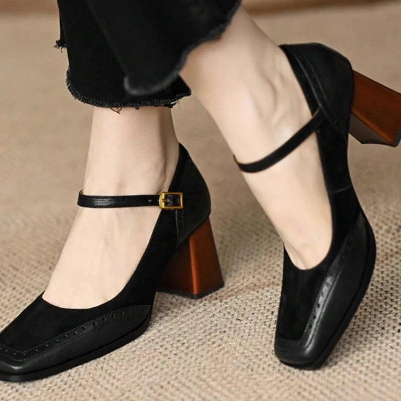 Women's Black Square Toe