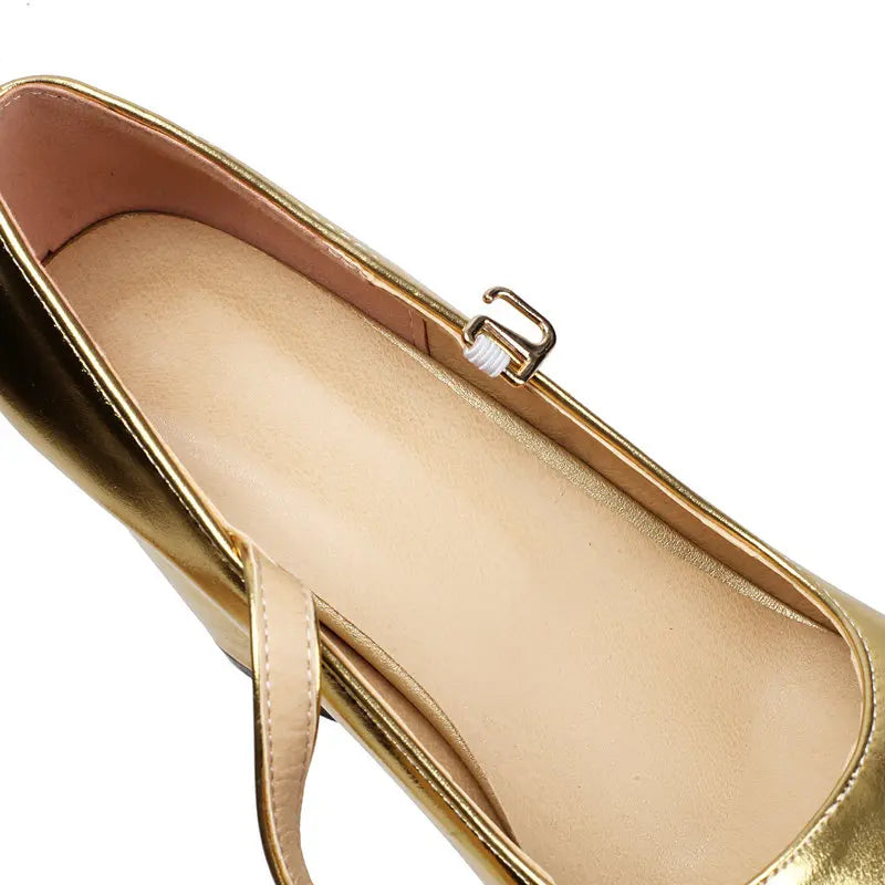 Metallic Gold Silver Closed Toe