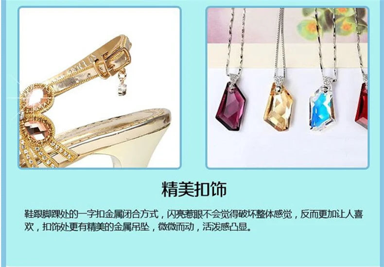 Rhinestone Sandals Leather Glitter