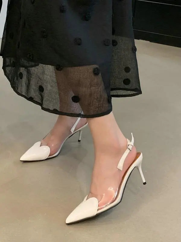 Pointy Peach Heart  Heel Shoes