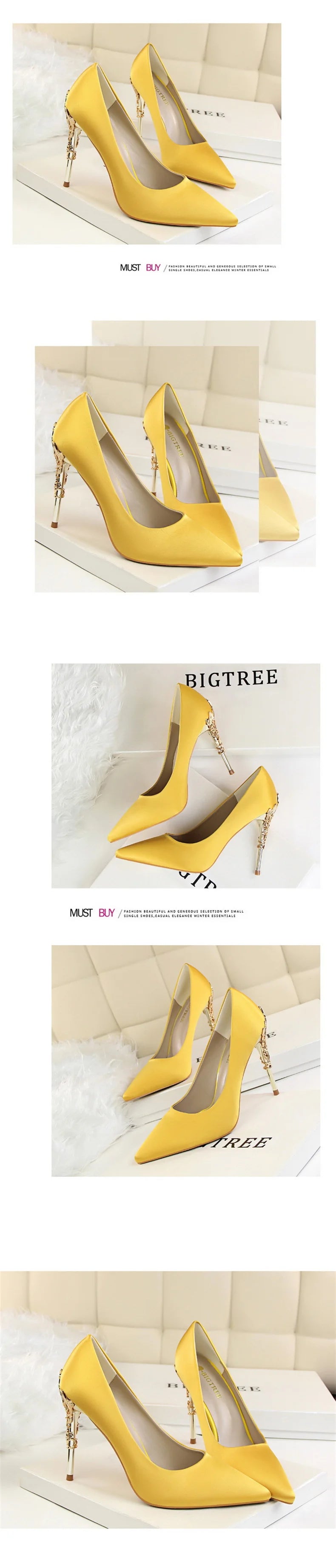 Woman Metal Heels Satin Silk