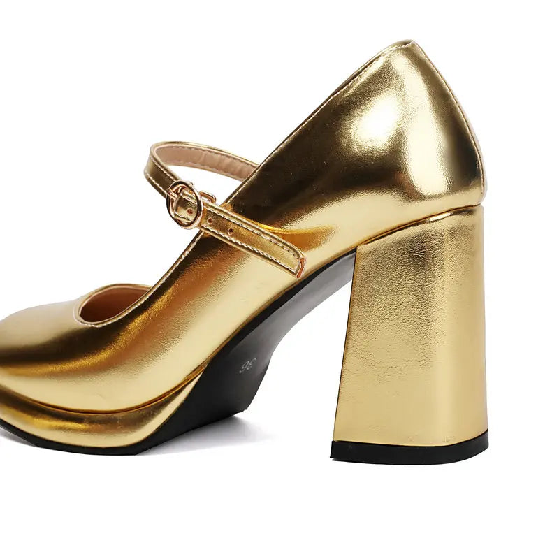 Metallic Gold Silver Closed Toe
