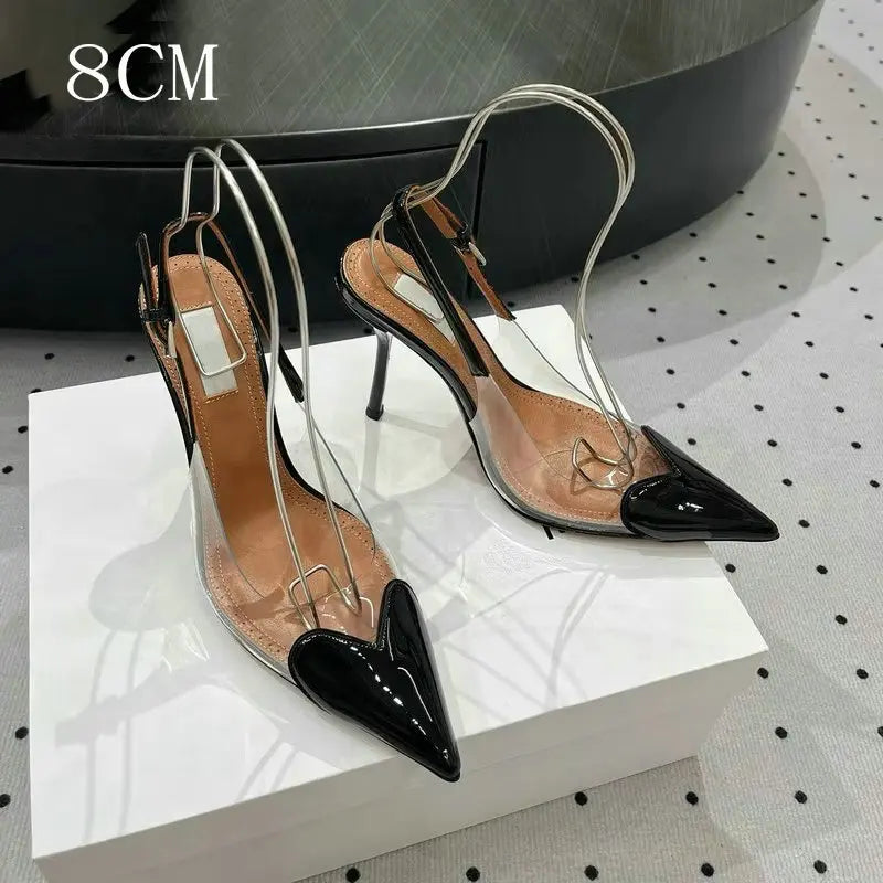 Pointy Peach Heart  Heel Shoes