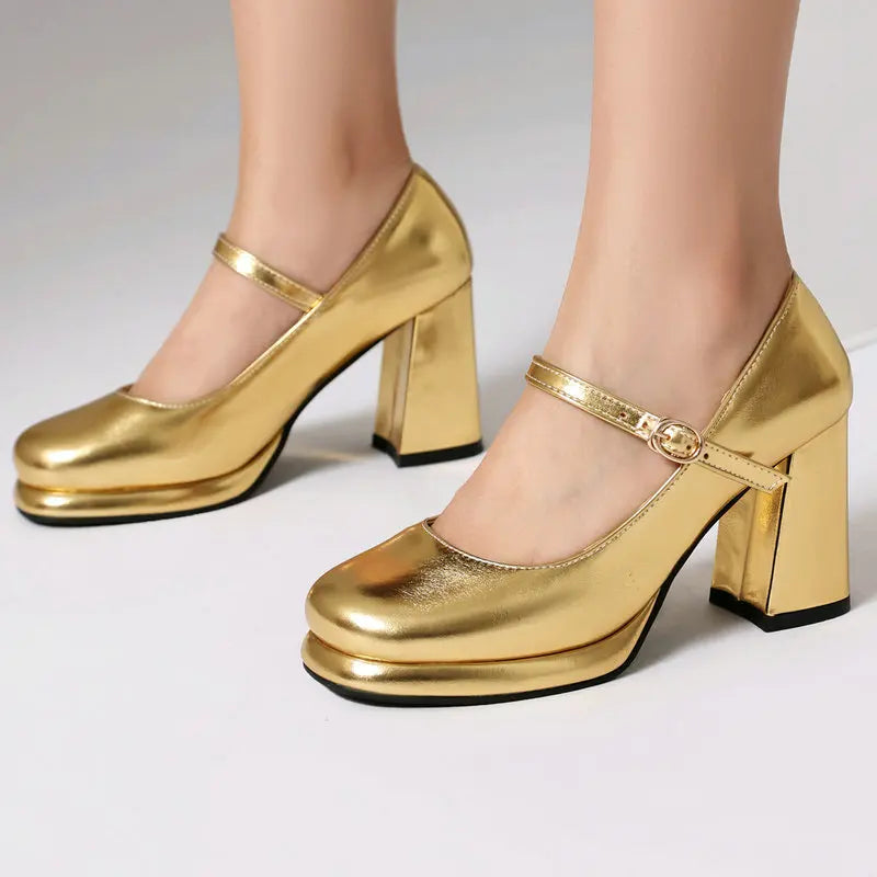 Metallic Gold Silver Closed Toe