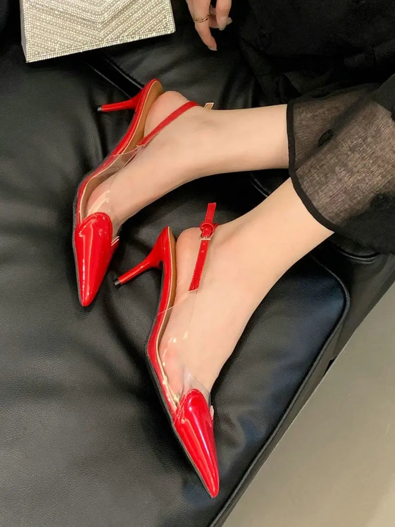 Pointy Peach Heart  Heel Shoes