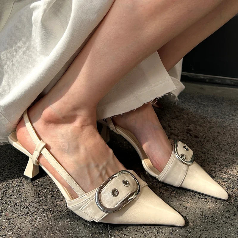 Fashion Metal Buckle Pumps