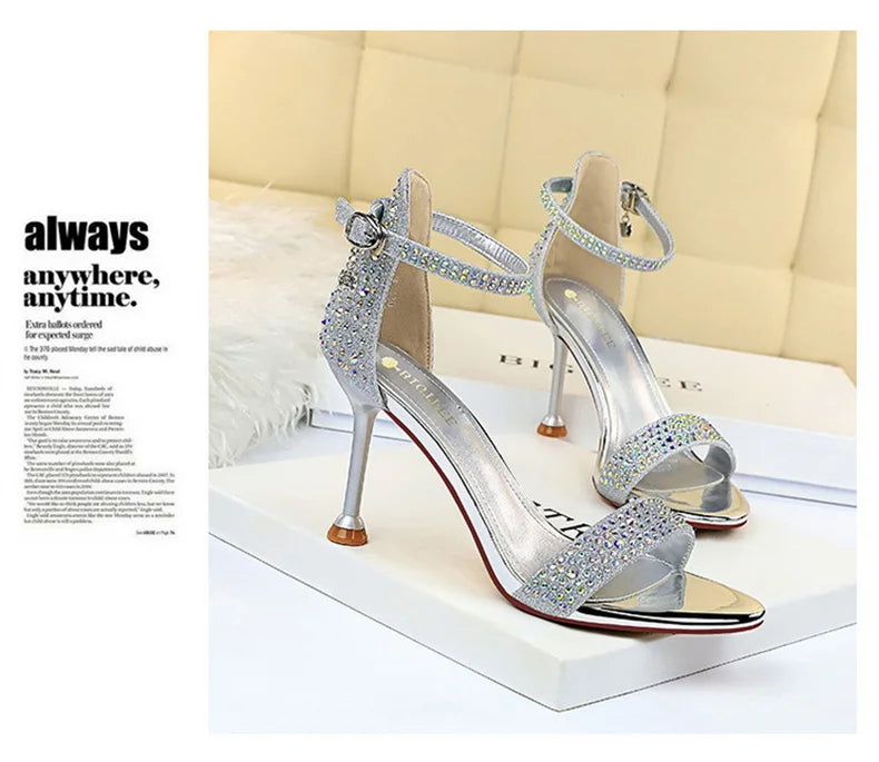Sandals High Heels Rhinestone
