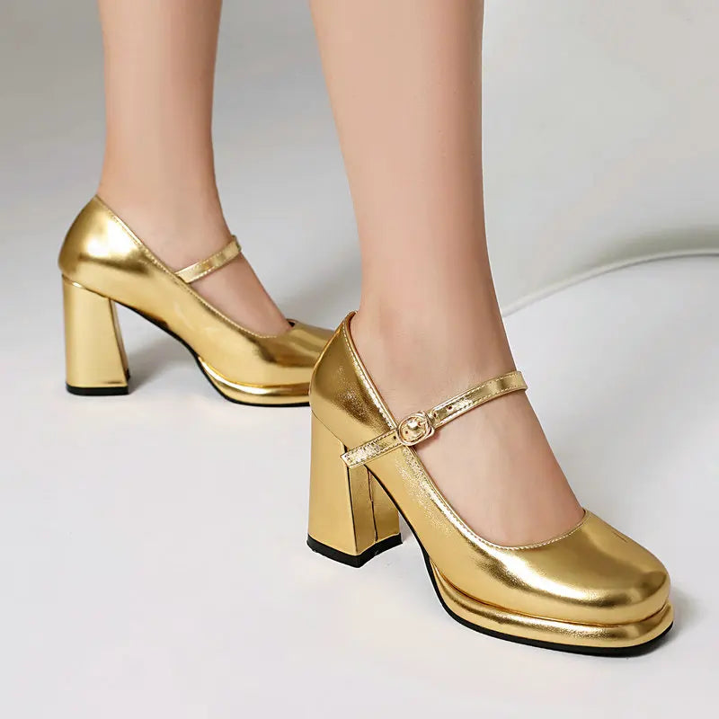 Metallic Gold Silver Closed Toe
