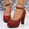 Silver Glitter Platform High Heels