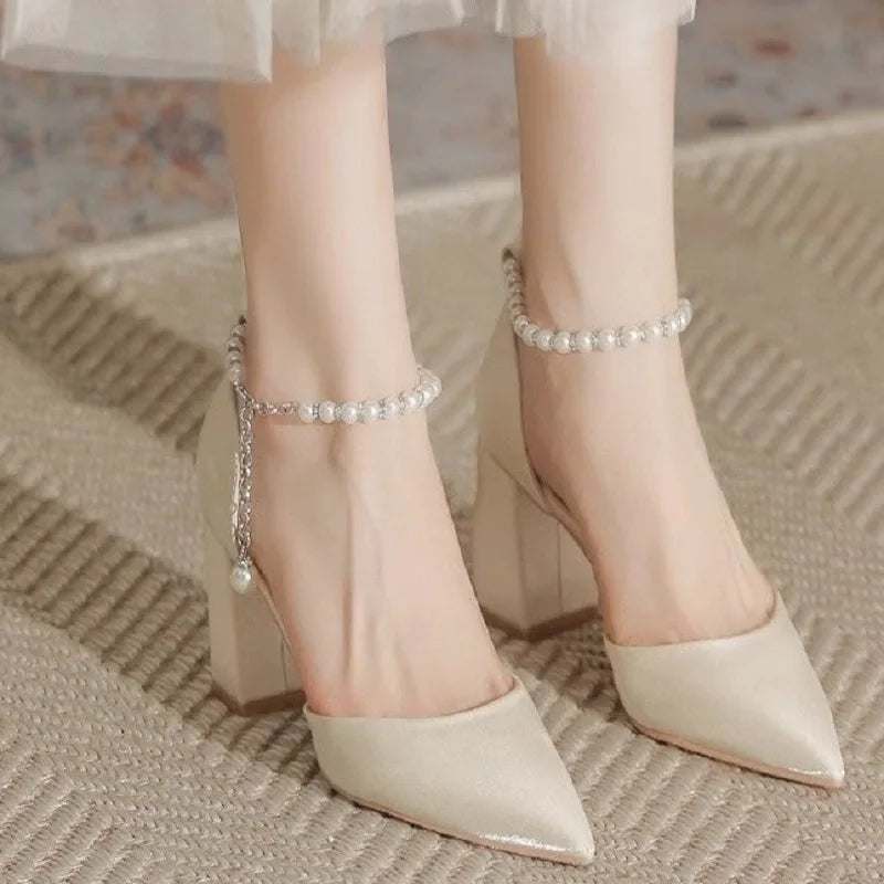 Elegant Pearl-Embellished Satin