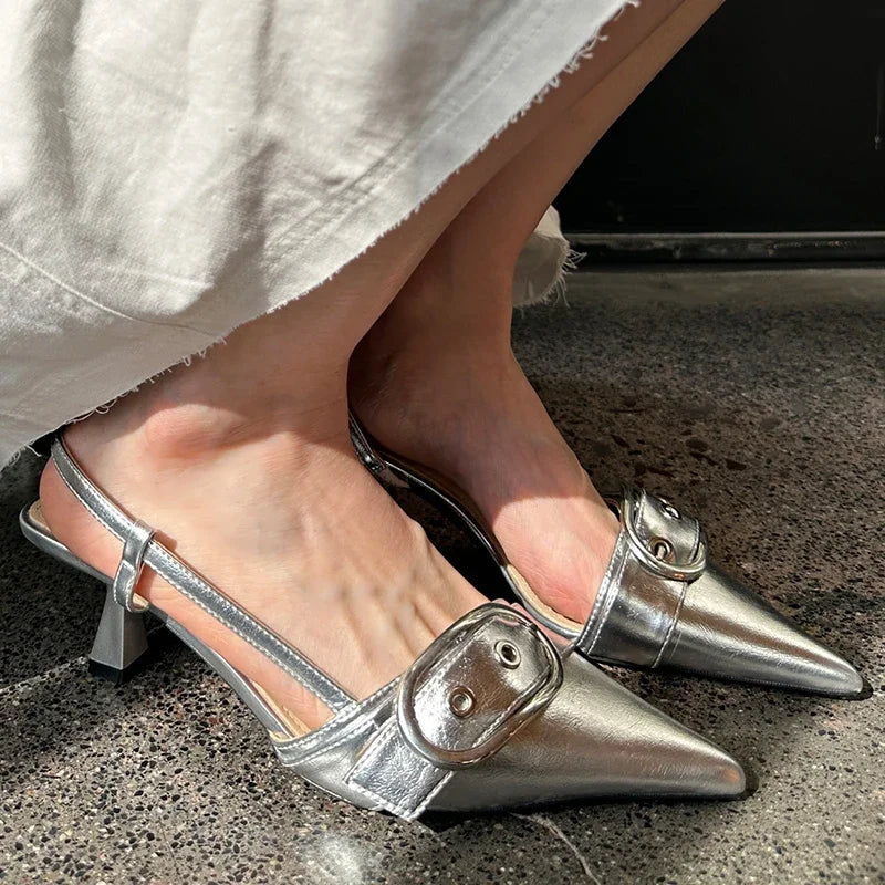 Fashion Metal Buckle Pumps
