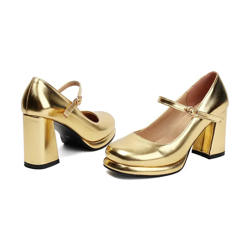 Metallic Gold Silver Closed Toe