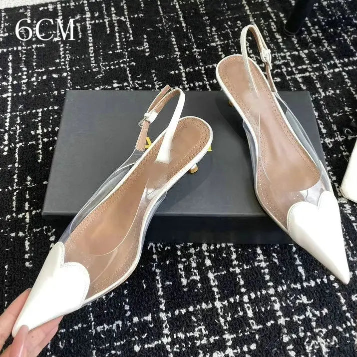 Pointy Peach Heart  Heel Shoes
