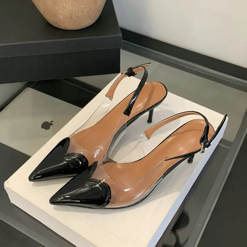 Pointy Peach Heart  Heel Shoes