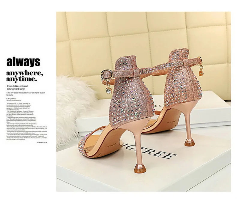 Sandals High Heels Rhinestone