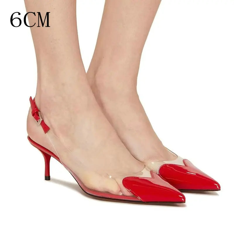 Pointy Peach Heart  Heel Shoes