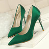 Woman Metal Heels Satin Silk