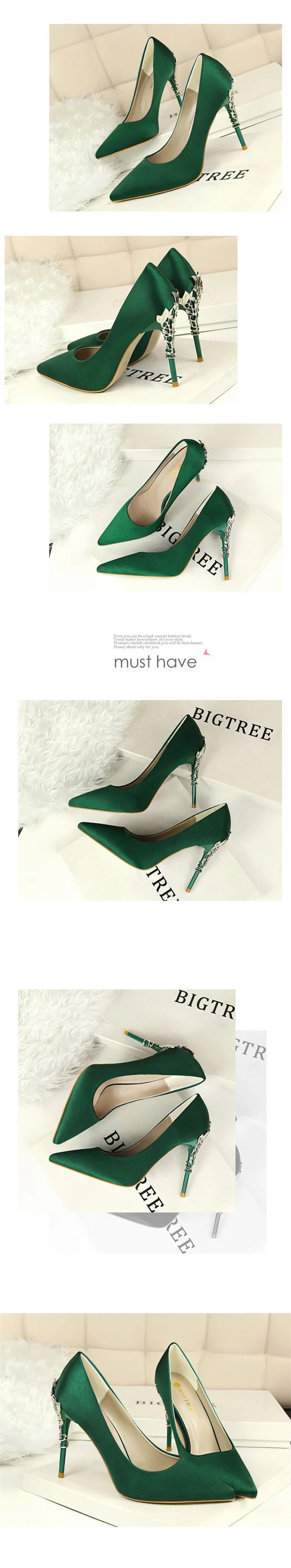 Woman Metal Heels Satin Silk