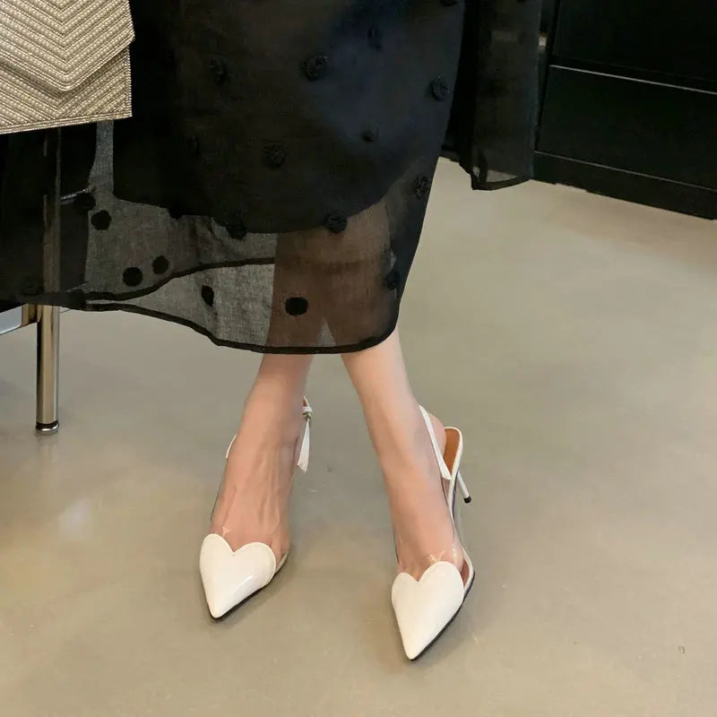 Pointy Peach Heart  Heel Shoes