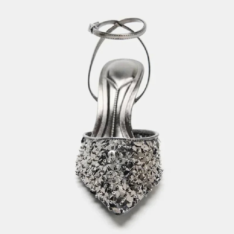 Sequin Design Heeled Sandals
