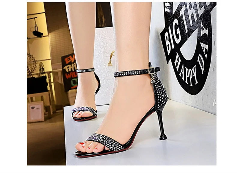 Sandals High Heels Rhinestone