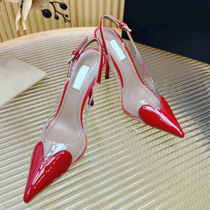 Pointy Peach Heart  Heel Shoes