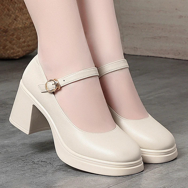 Square Toe Thick Heel  Shoes