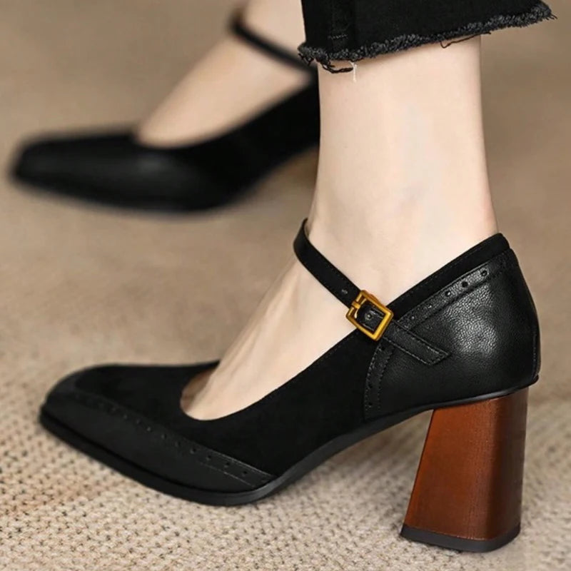 Women's Black Square Toe