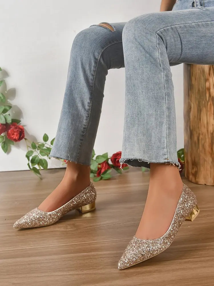 Shiny Sequin Pumps Women