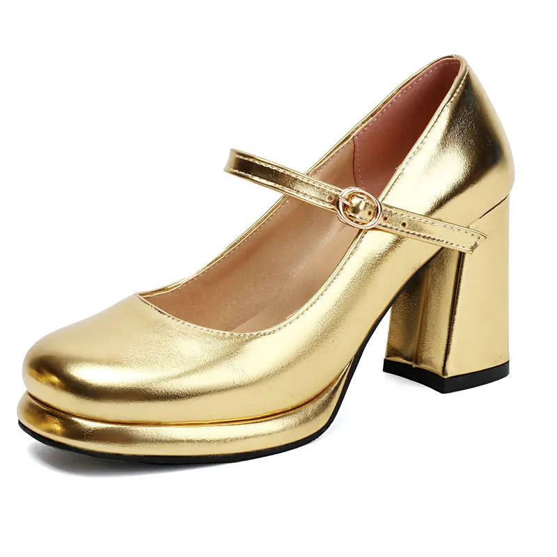 Metallic Gold Silver Closed Toe