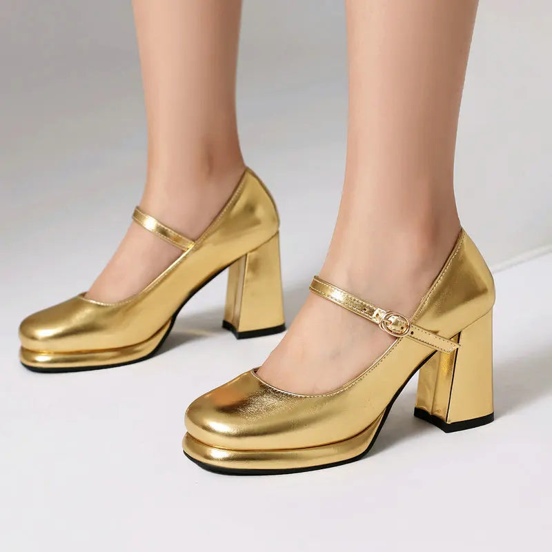 Metallic Gold Silver Closed Toe